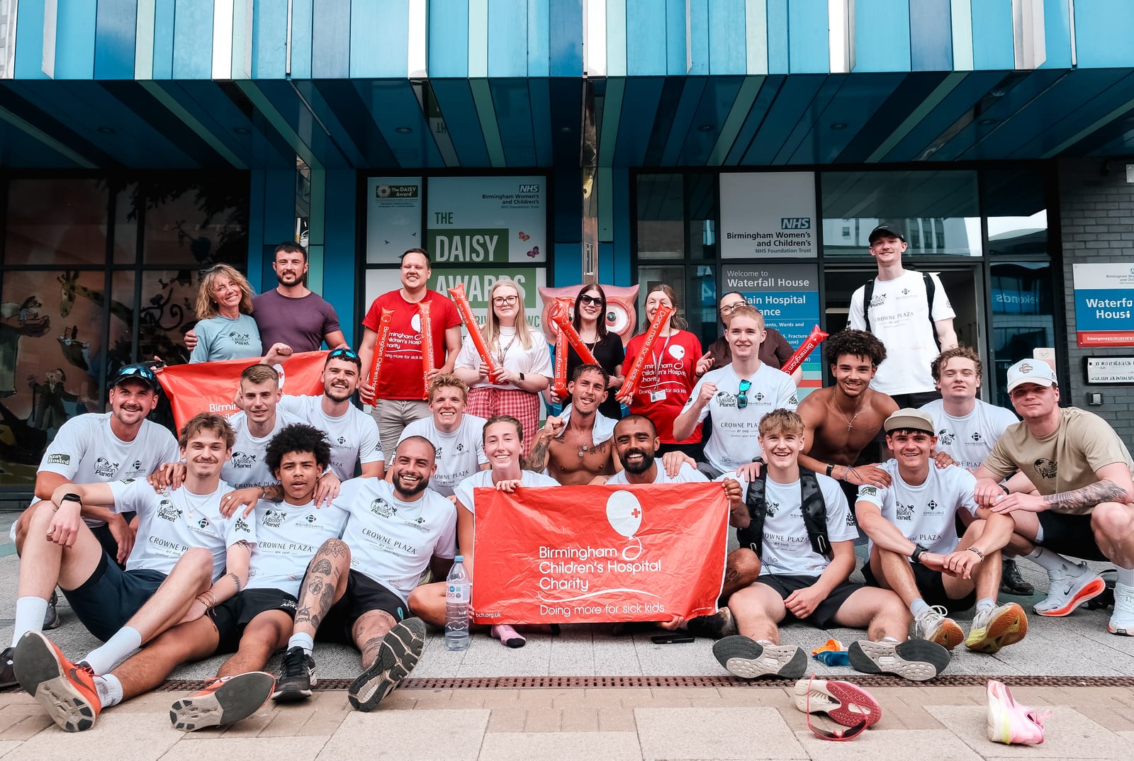 The Mission Planet runners reaching Birmingham Children's Hospital.